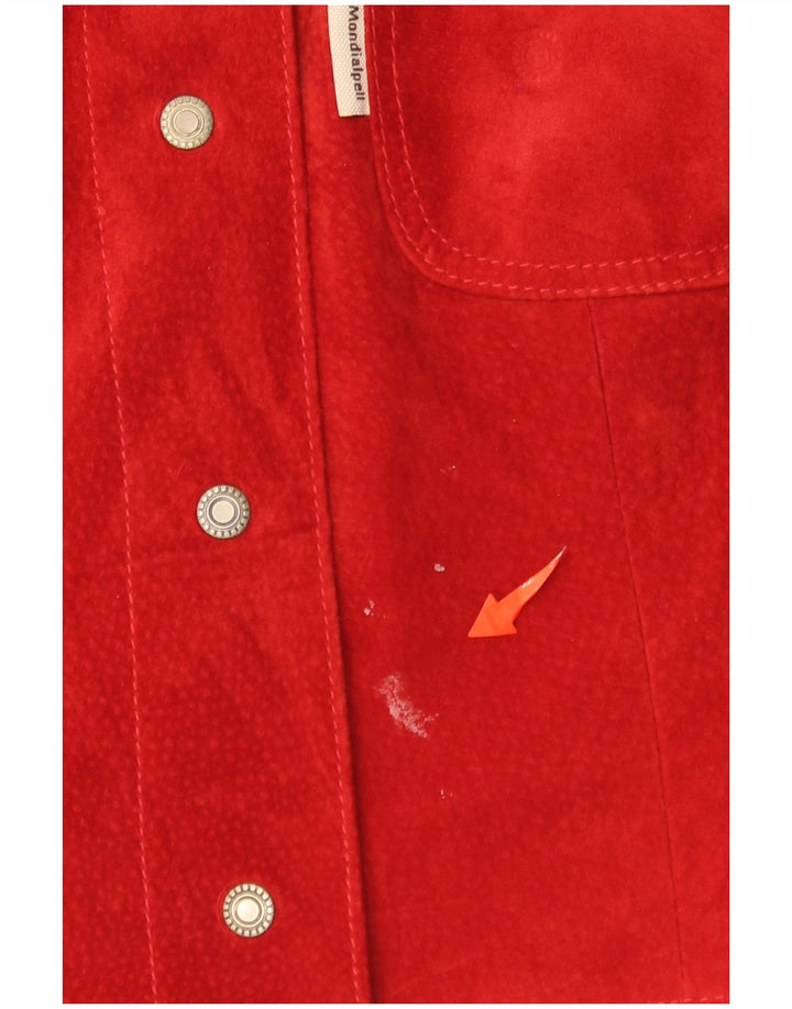 Gilet vintage pentru femei din piele intoarsa UK 14 mare, rosie