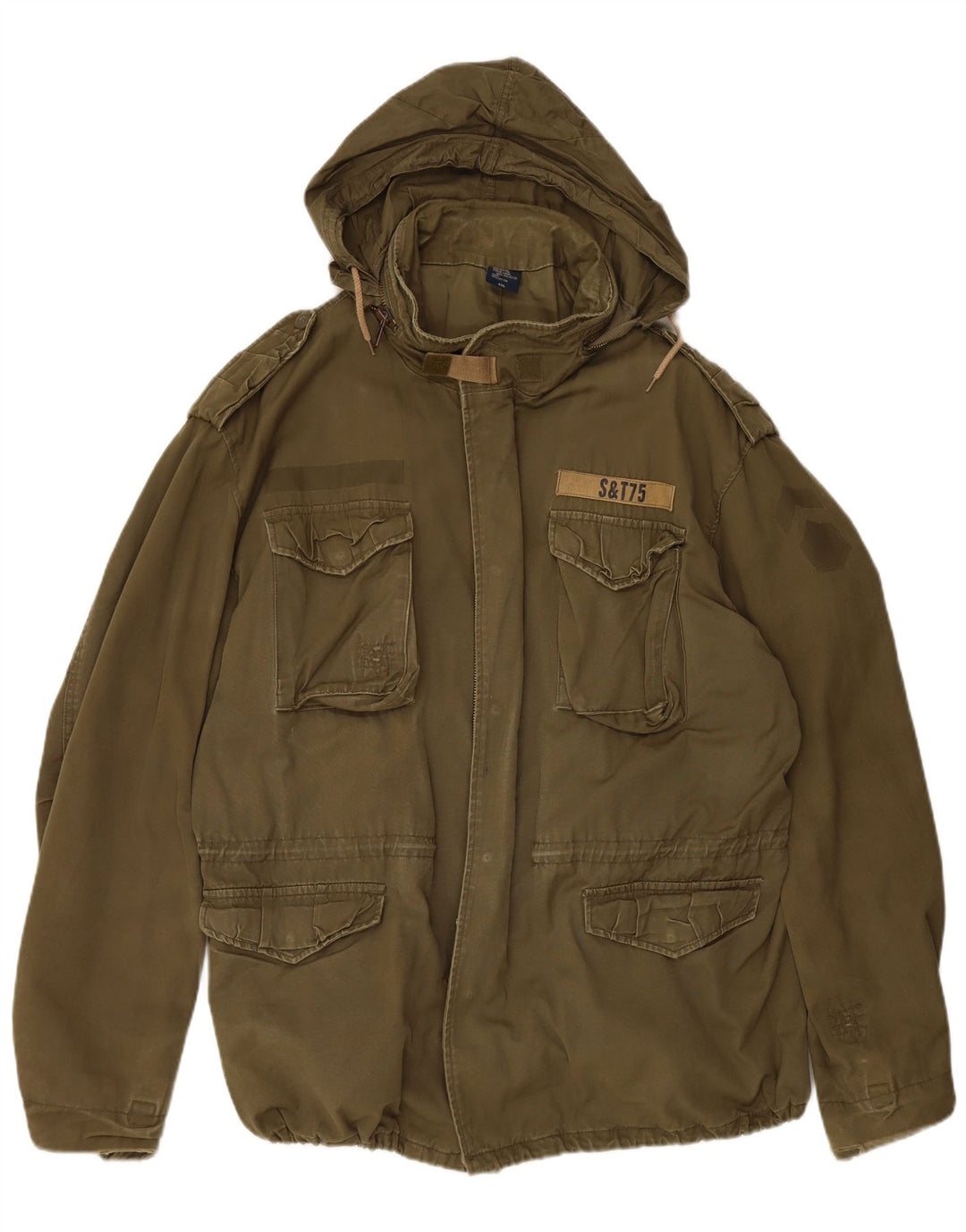 Jachetă militară cu glugă pentru bărbați VINTAGE UK 44 2XL bumbac kaki