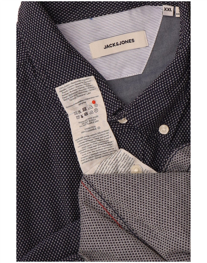 Cămașă Jack & Jones pentru bărbați 2XL, bumbac geometric, albastru bleumarin