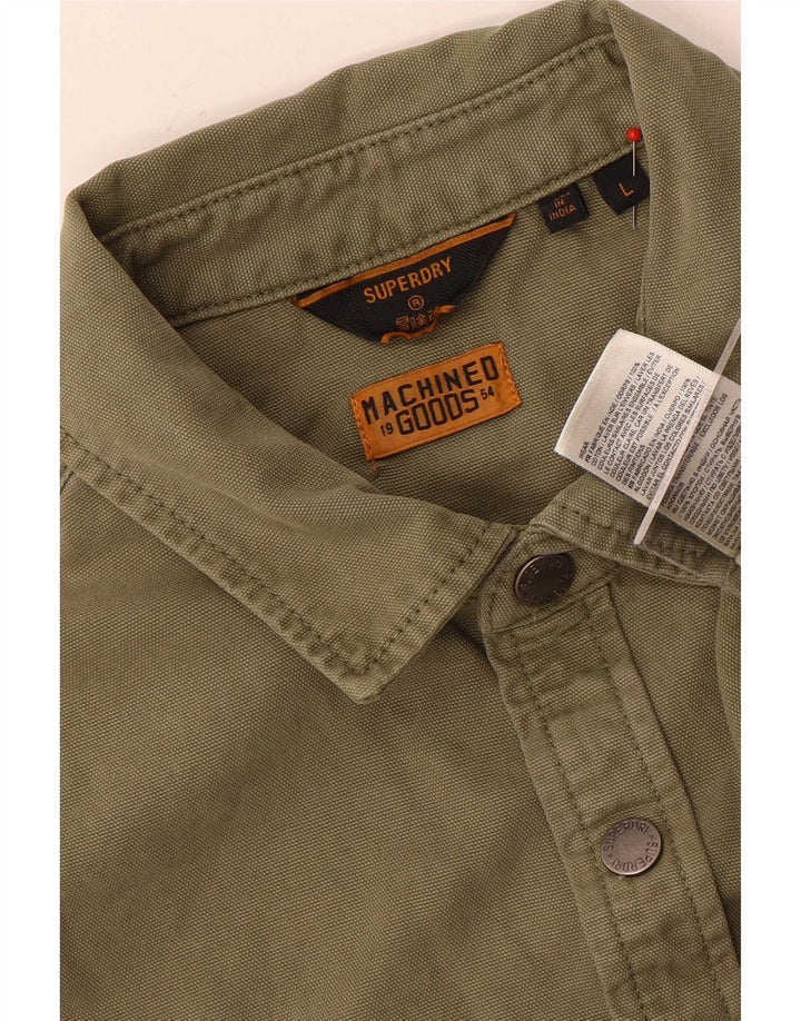 Cămașă Superdry pentru bărbați, bumbac mare kaki