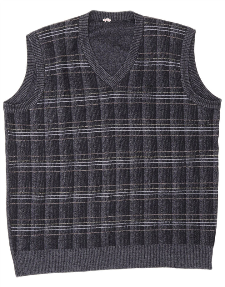 VINTAGE Vestă pentru bărbați Tank Top mare bleumarin geometric