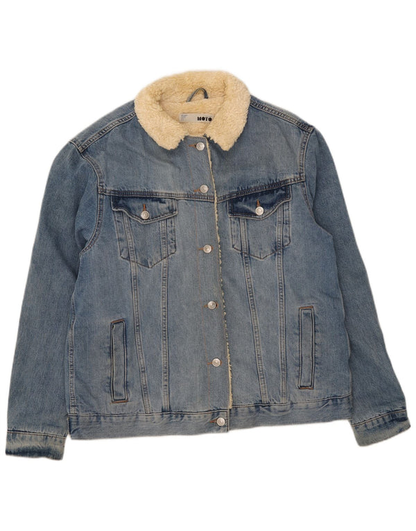 Jachetă de blugi Sherpa pentru femei Topshop UK 14, mare, albastru, bumbac