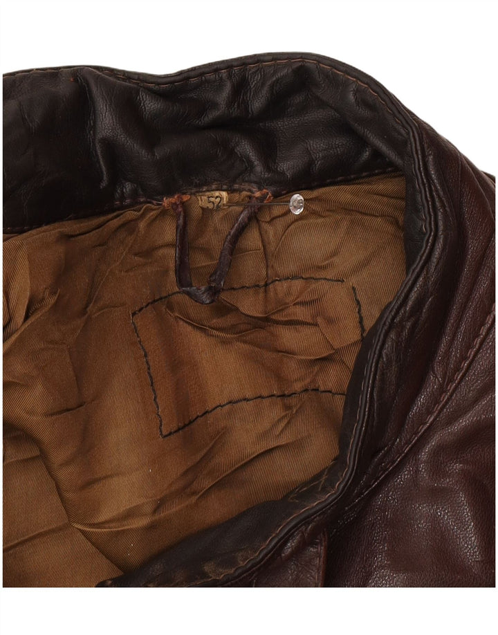 Geaca de piele vintage pentru barbati IT 52 XL maro
