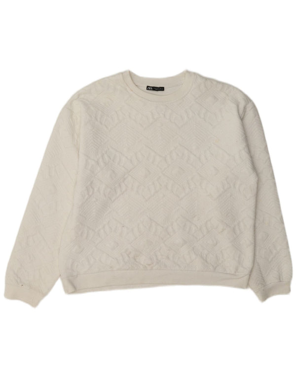 Pulover pentru femei Zara, cu croiala relaxată, UK 12 Medium Alb Geometric