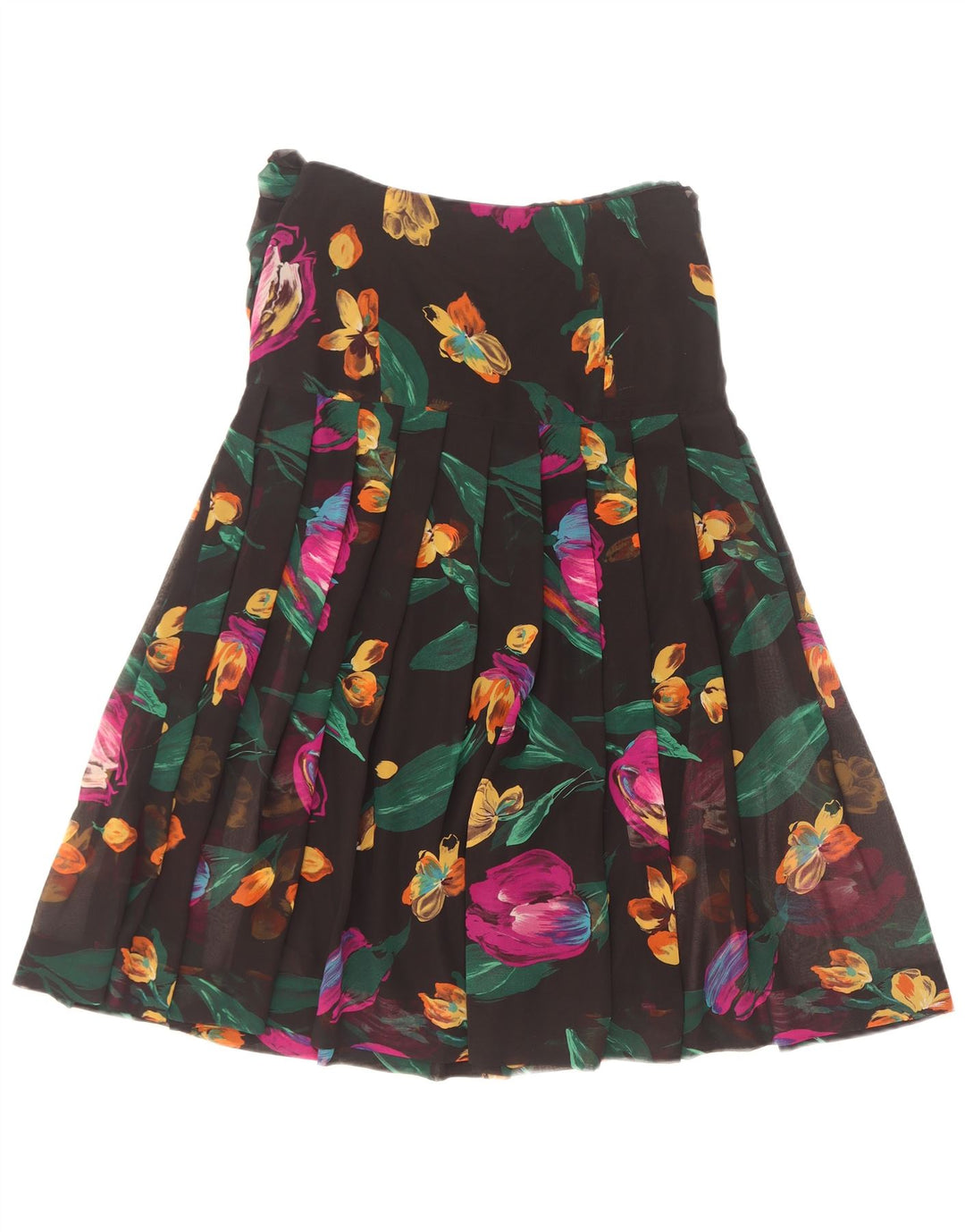 Fustă A-Line plisată pentru femei Giorgio Ti IT 42 Poliester Floral Negru Mediu