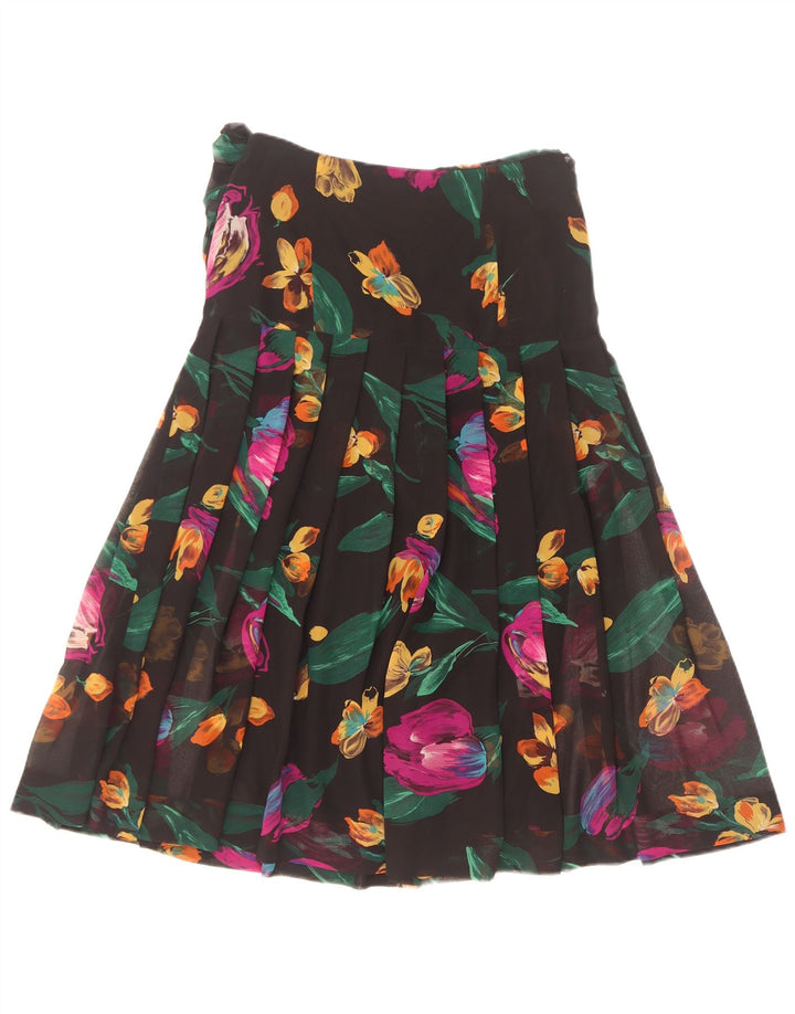 Fustă A-Line plisată pentru femei Giorgio Ti IT 42 Poliester Floral Negru Mediu