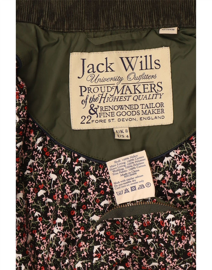 JACK WILLS Jachetă matlasată pentru femei UK 8 Small Khaki Nylon