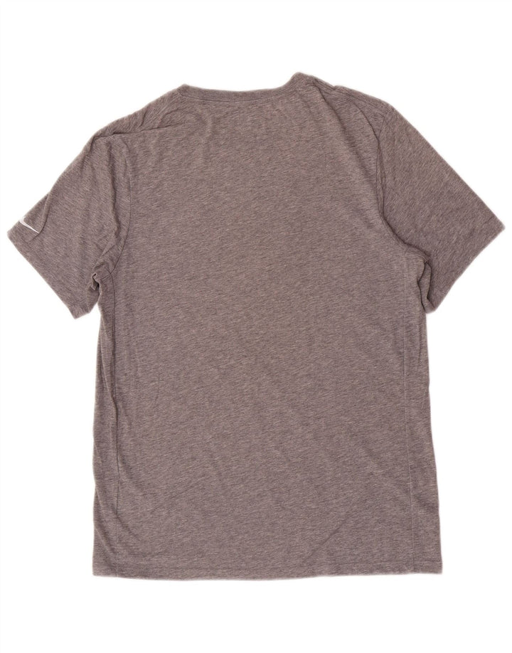 Tricou grafic Nike Dri Fit pentru bărbați Top din bumbac gri mediu
