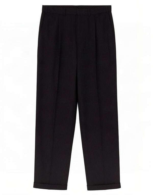 Marks & Spencer Mens Pegged Chino Trousers W36 L31 Navy Blue Pinstripe
