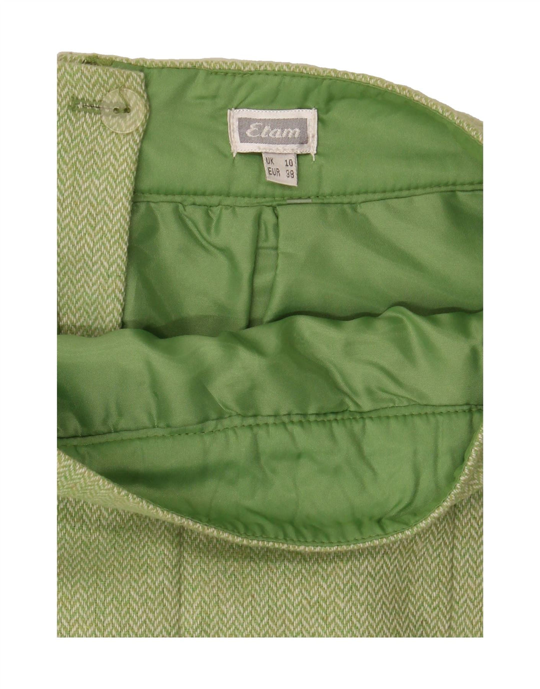 ETAM Womens Mini Skirt UK 10 Small W30  Green Herringbone Vintage Etam and Second-Hand Etam from Messina Hembry 