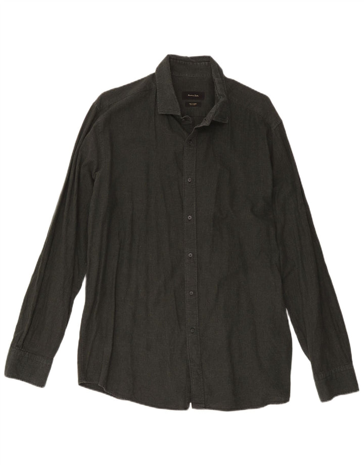 Cămașă Massimo Dutti pentru bărbați, verde mediu