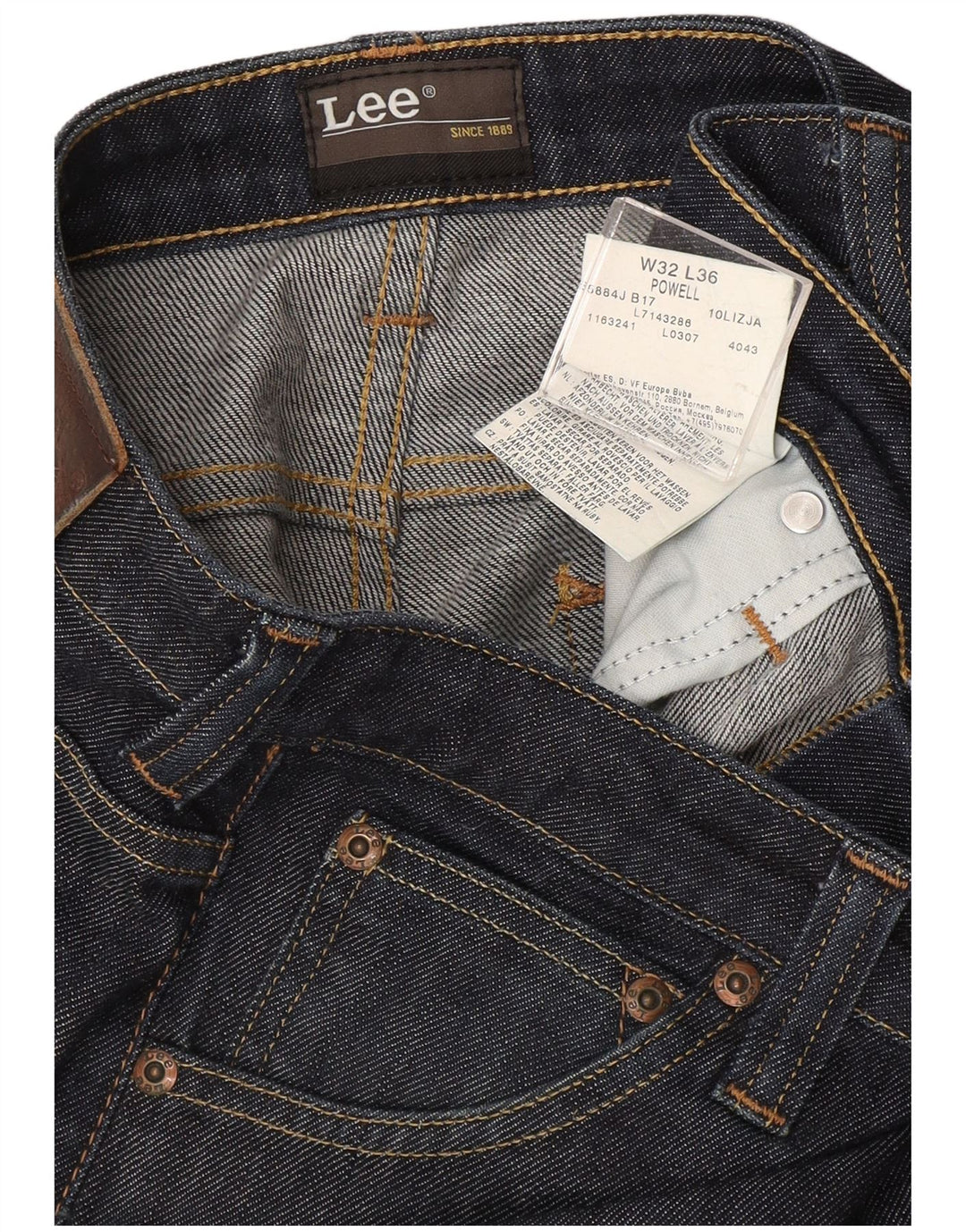 Blugi Lee Powell, drepti, subțiri, W32 L36, bumbac bleumarin