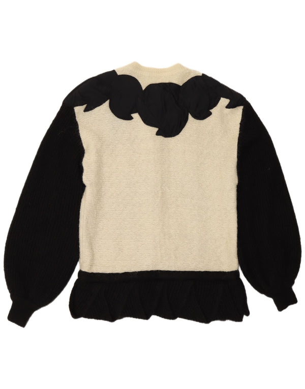 Pulover cardigan vintage pentru femei UK 14 mare negru Colorblock