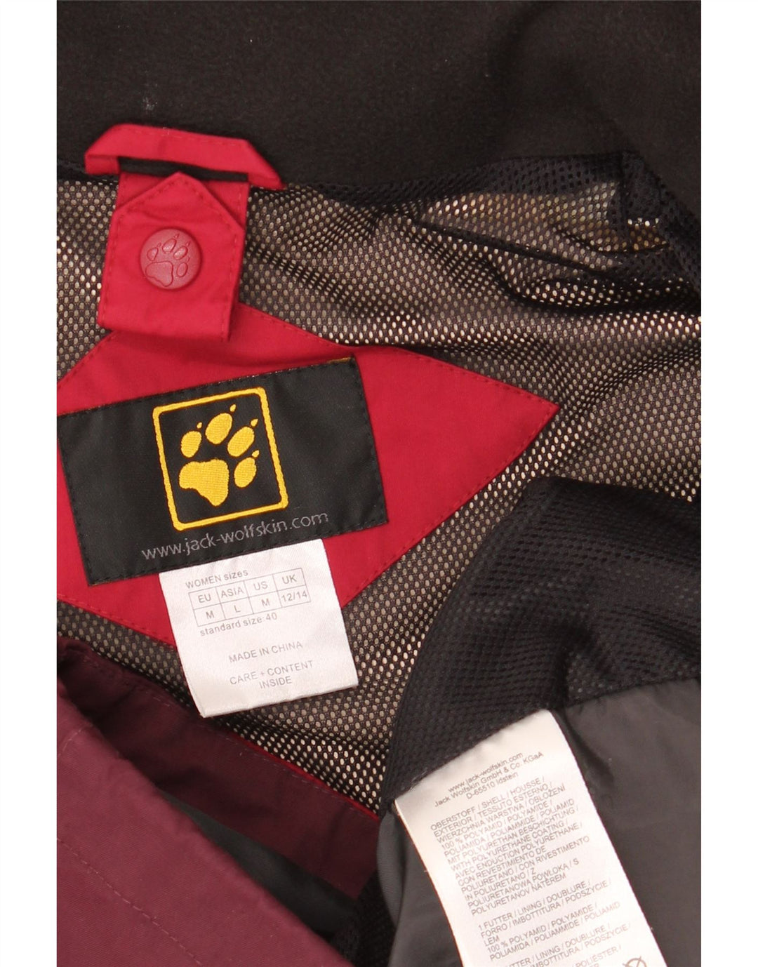 Jachetă de vânt pentru femei JACK WOLFSKIN Marea Britanie 12/14 Roșu Mediu Colorblock