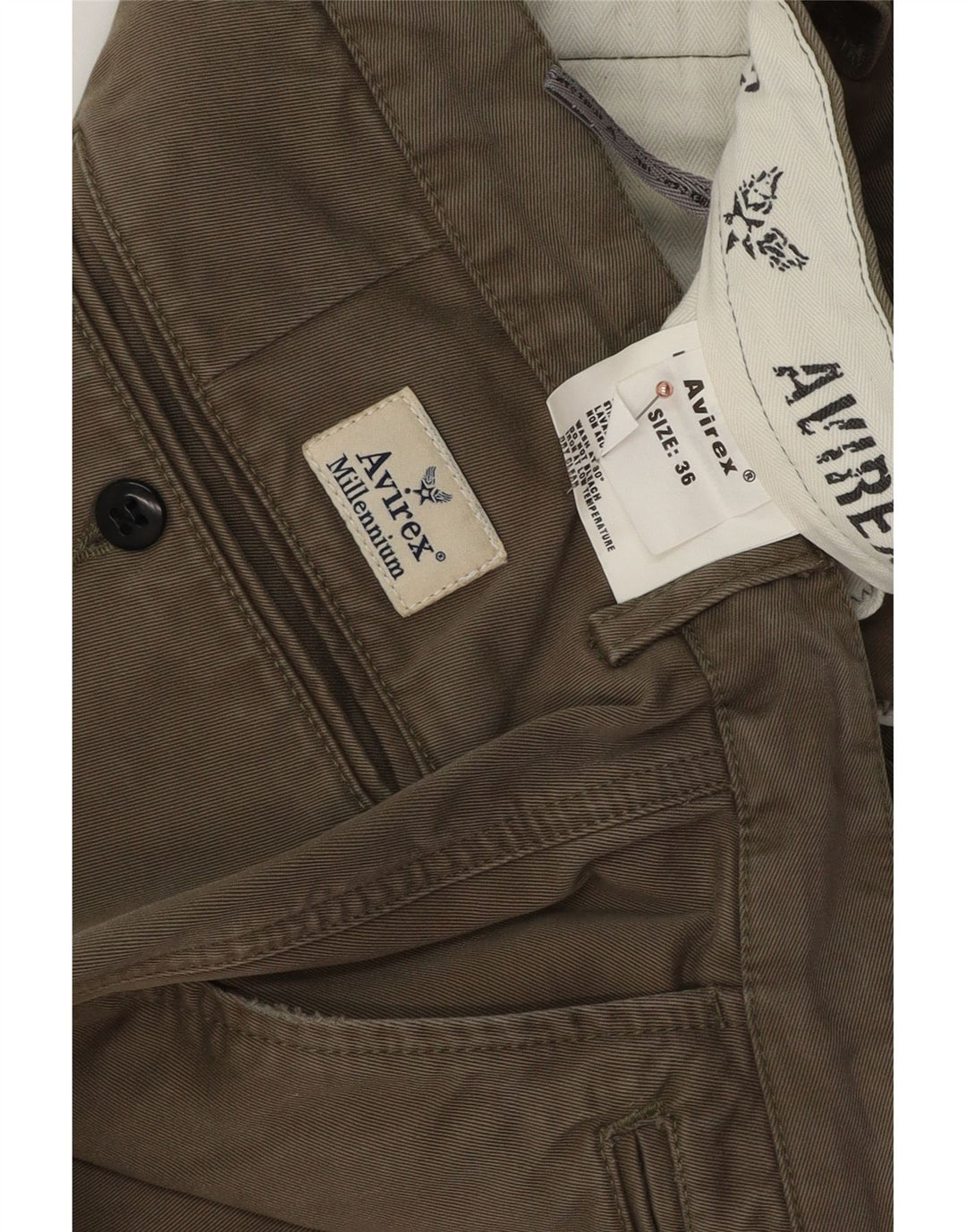 Pantaloni chino drept bărbați Avirex L36 L32 bumbac kaki