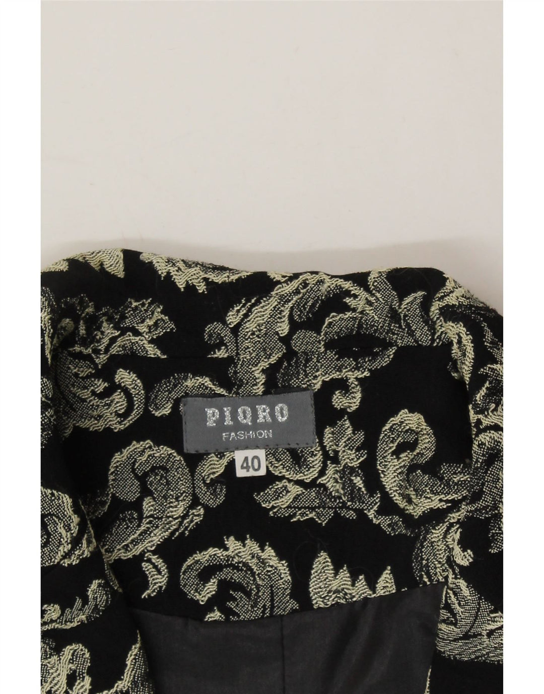 VINTAGE Womens 3 Button Blazer Jacket IT 40 Small Black Paisley Vintage Vintage and Second-Hand Vintage from Messina Hembry 