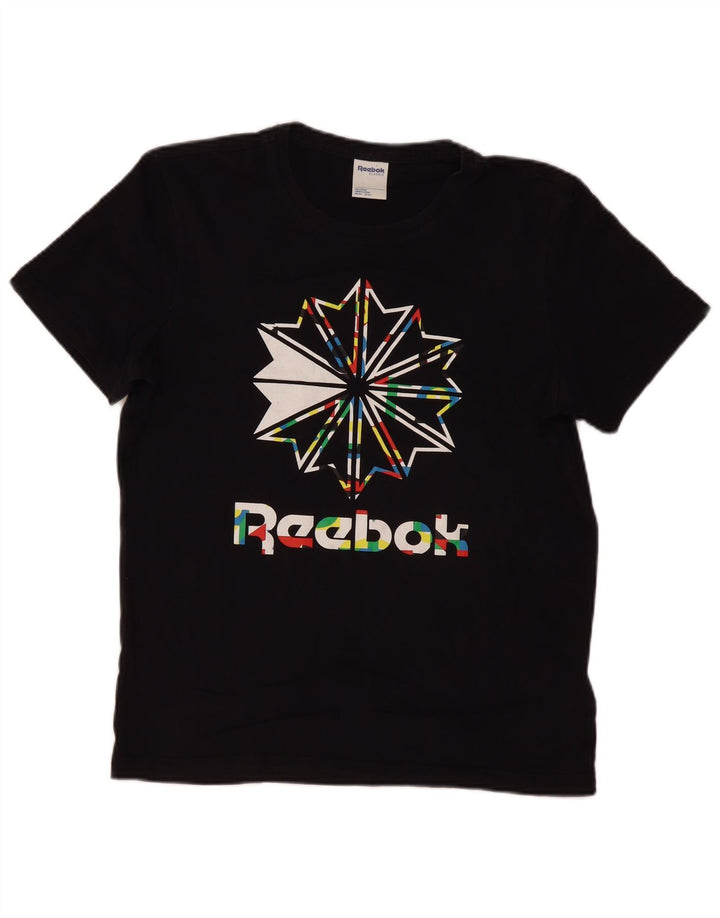 Tricou grafic REEBOK pentru bărbați Top mediu negru bumbac