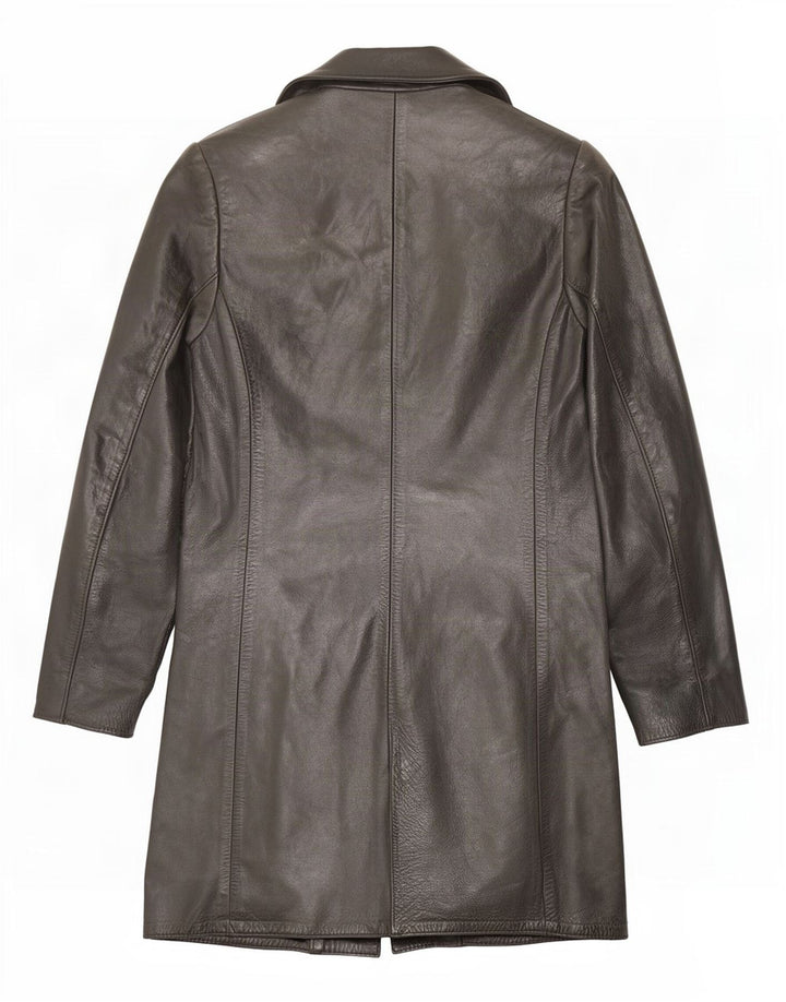 Palton din piele vintage pentru femei UK 12 Medium Black
