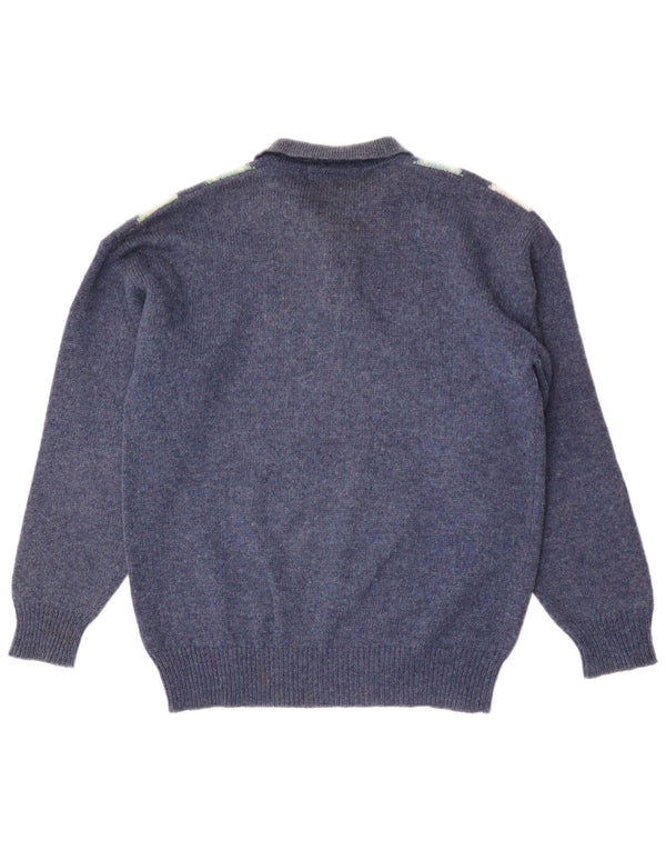 Pulover cu gât polo Edward Spiers pentru bărbați, mare, albastru bleumarin Argyle/Diamond