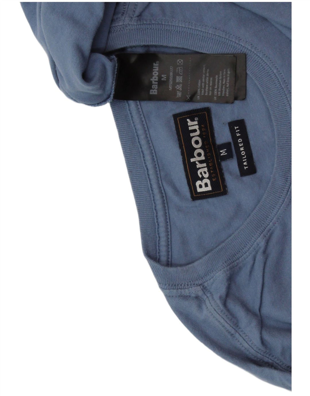 BARBOUR Tricou croit pentru bărbați Top din bumbac albastru mediu
