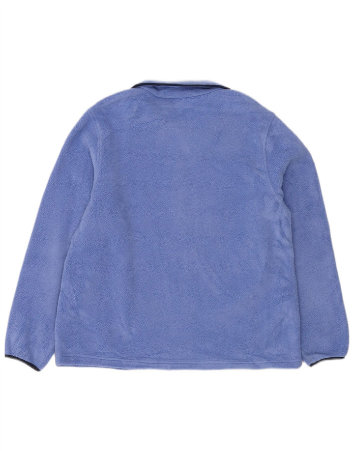 Pulover pentru femei L.L.BEAN, cu gât cu nasturi, fleece UK 14, poliester albastru mediu