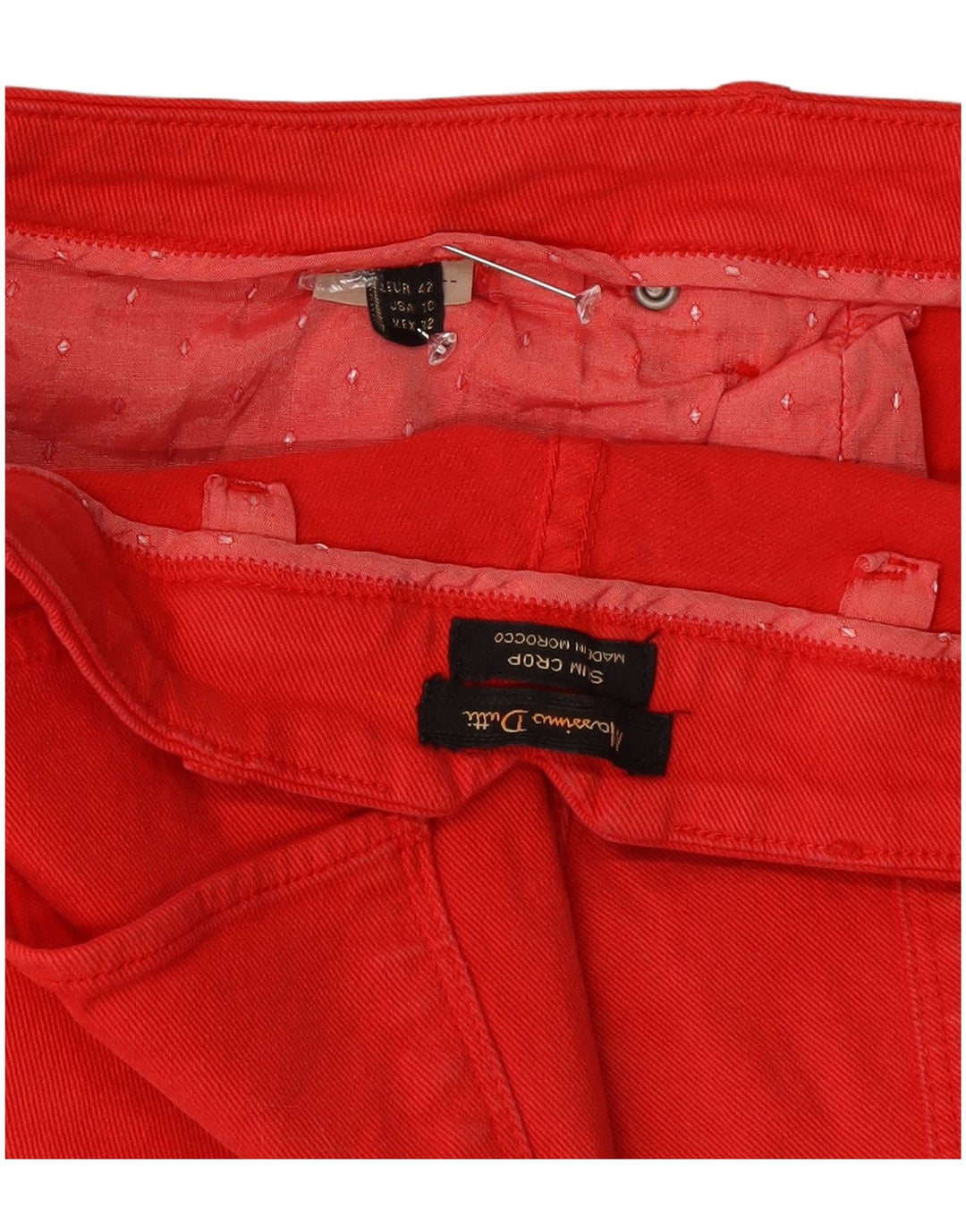 Massimo Dutti Blugi Cropped Slim Fit Femei EU 42 Large W32 L28 Red