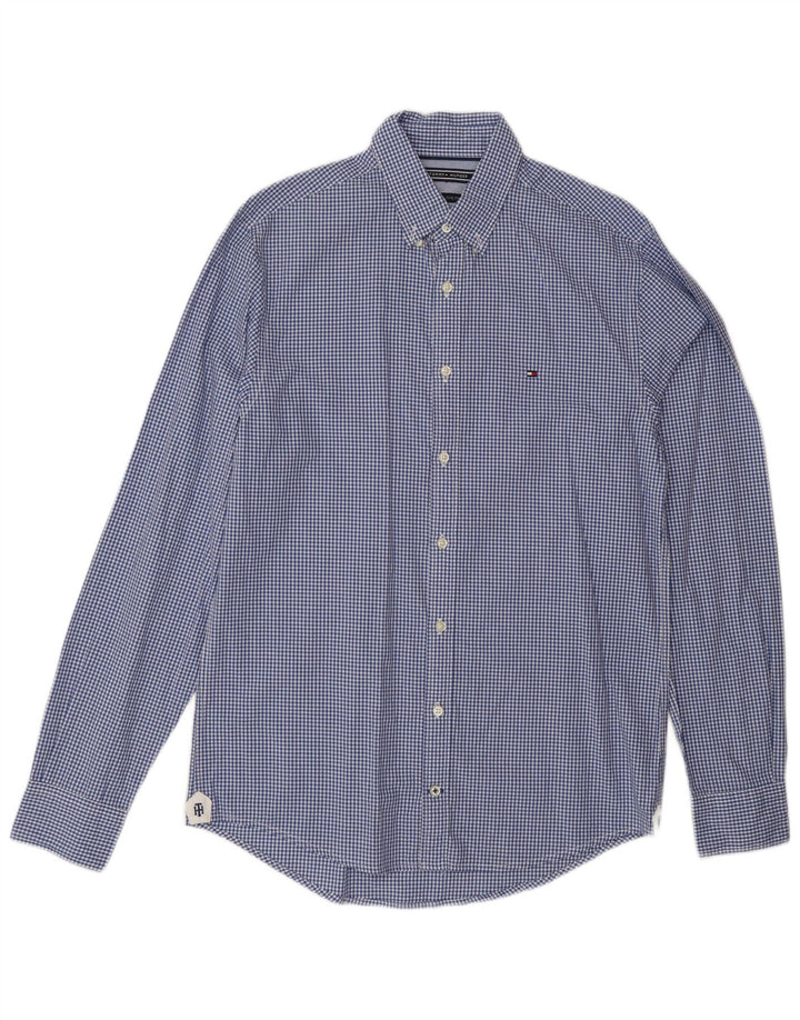 Cămașă pentru bărbați Tommy Hilfiger New York Fit, din bumbac cu vichy albastru mediu
