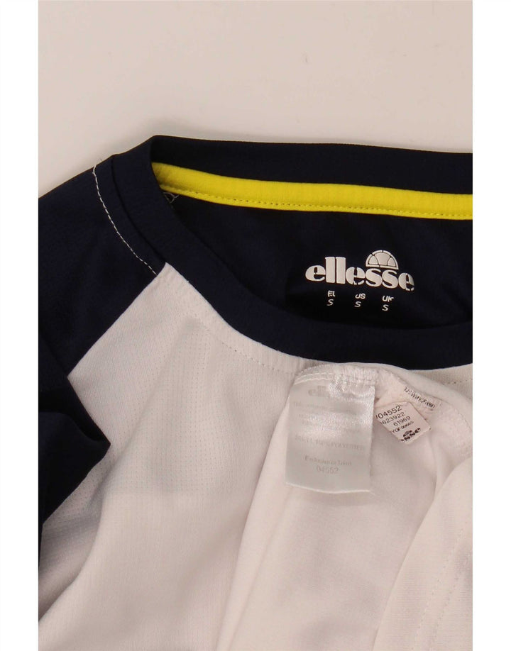 Ellesse Top pentru bărbați cu mânecă lungă, mic, alb, poliester color block