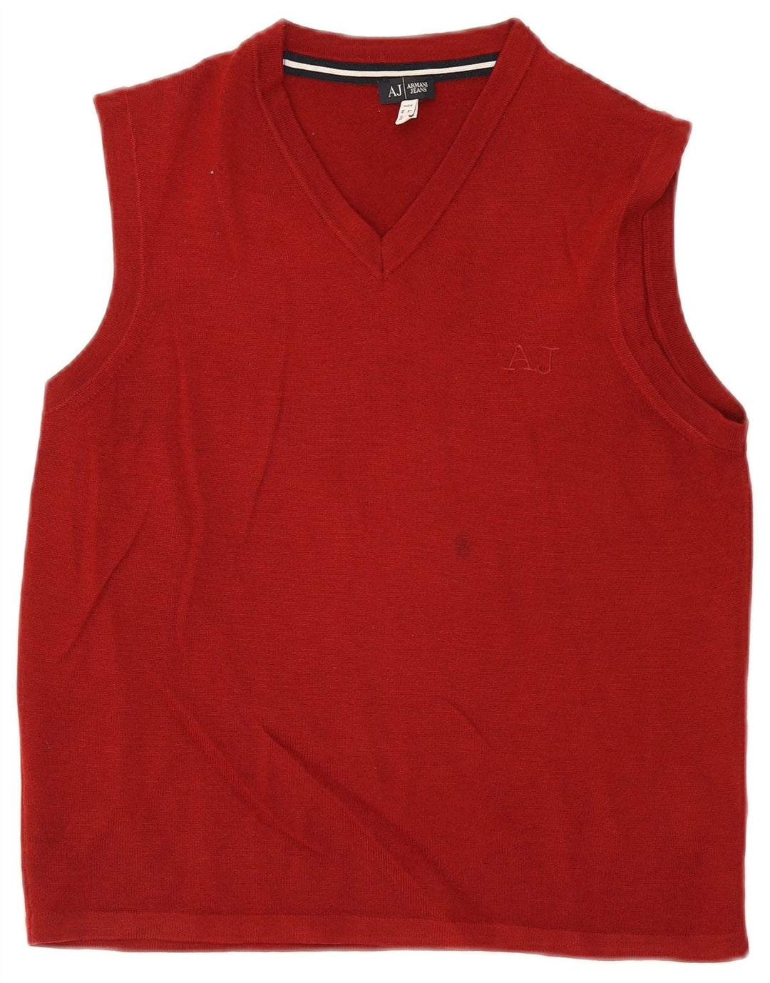 Armani Jeans Mens Vest Tank Top Medium Maroon Virgin Wool