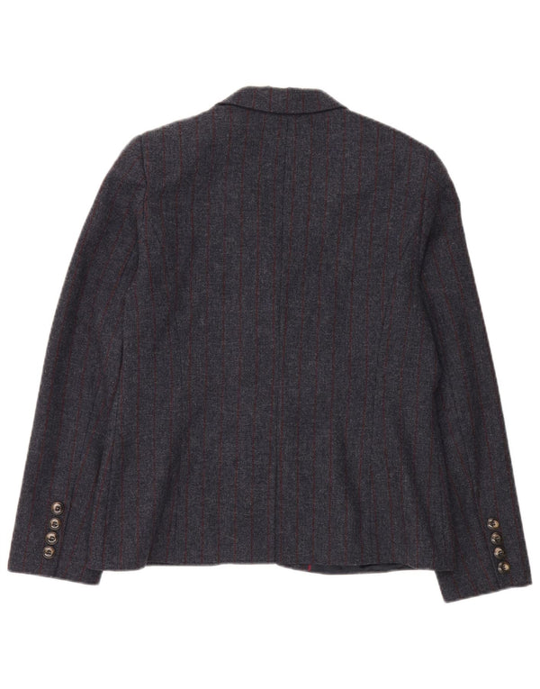 Crew Clothing Jachetă cu 2 nasturi pentru femei UK 14 Lână mare, gri cu dungi