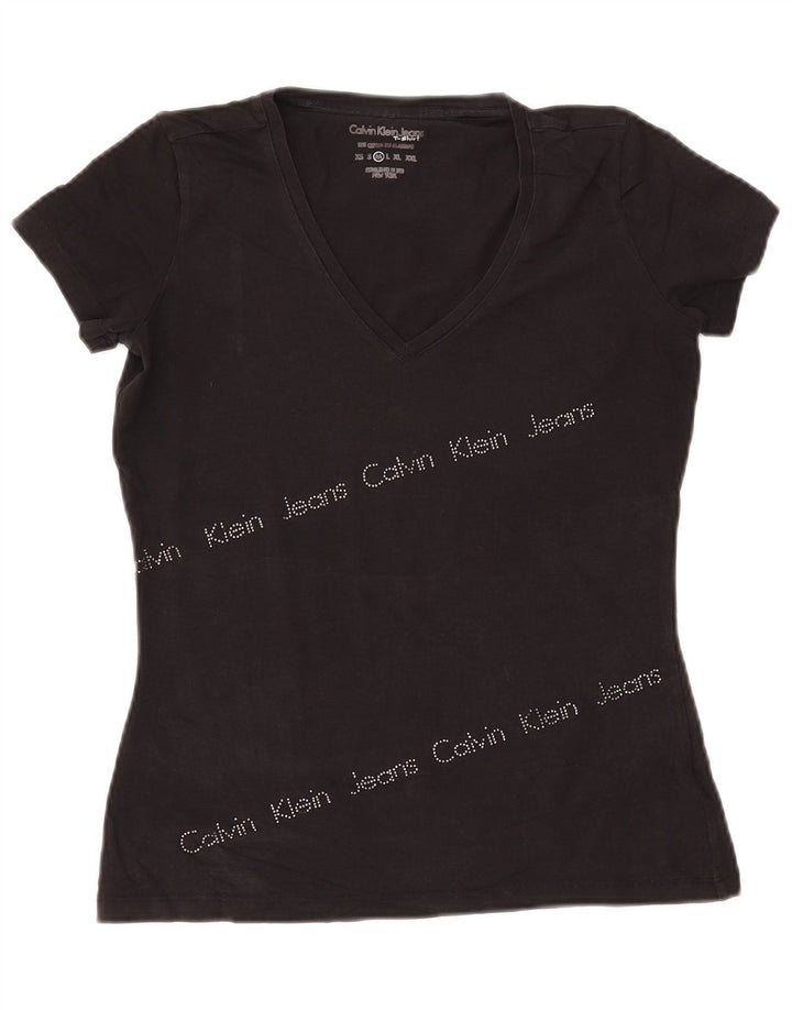 CALVIN KLEIN JEANS Tricou cu grafic pentru femei Top UK 12 Medium Black