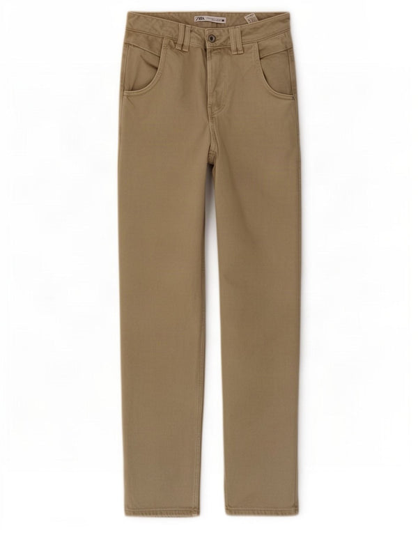 Blugi conici pentru femei Zara EU 34 2XS L24 L30 Kaki Bumbac