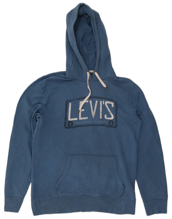 Pulover cu capota cu grafic Levi's pentru bărbați, mare, albastru, bumbac
