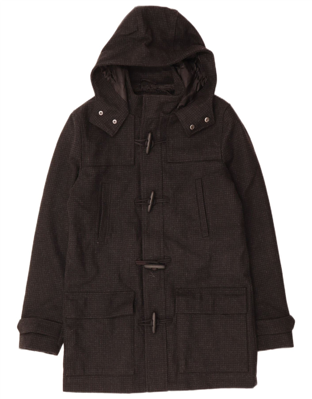 VINTAGE Manson cu glugă pentru bărbați UK 38 Medium Black Houndstooth