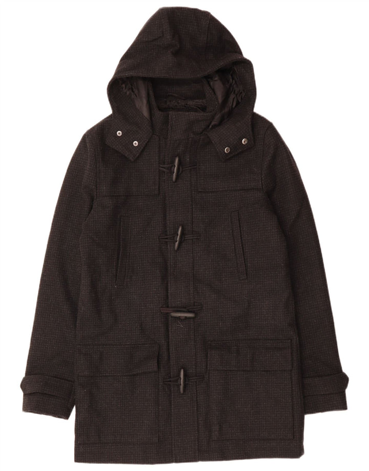 VINTAGE Manson cu glugă pentru bărbați UK 38 Medium Black Houndstooth