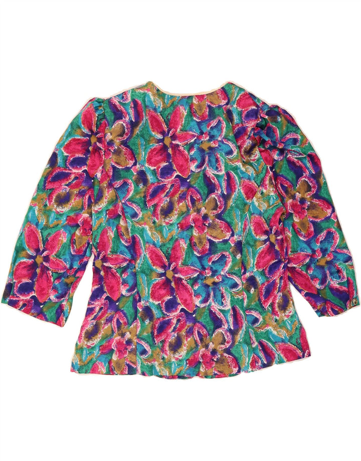 VINTAGE Womens 5 Button Blazer Jacket UK 14 Large Multicoloured Floral Vintage Vintage and Second-Hand Vintage from Messina Hembry 