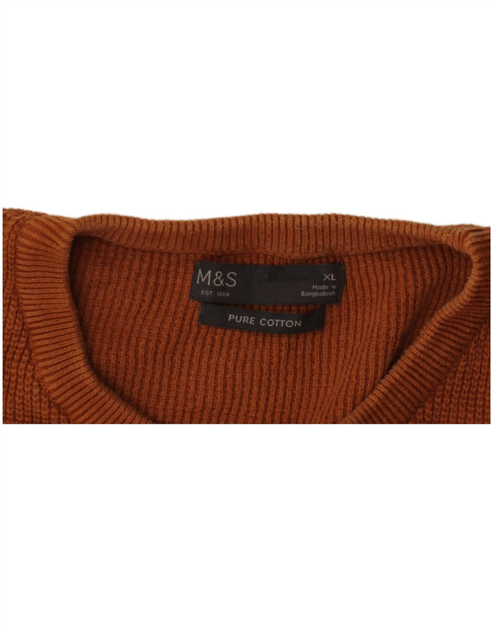Pulover pentru bărbați Marks & Spencer, cu gât crew, XL, bumbac maro
