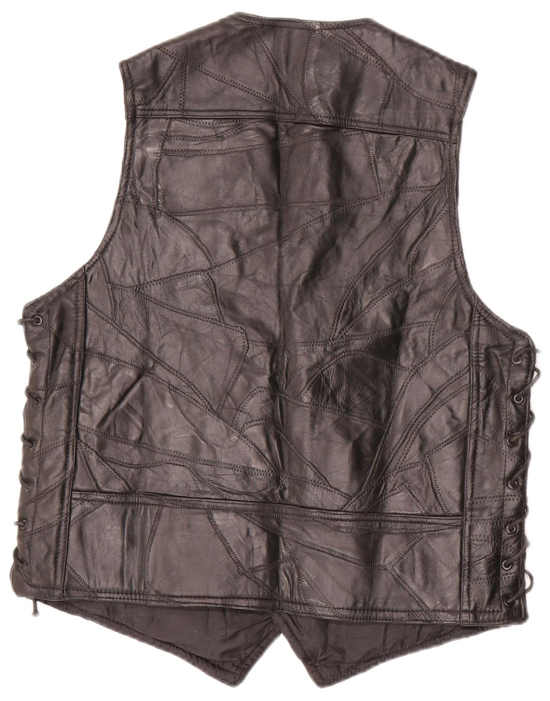 Vestă din piele vintage pentru bărbați, negru mediu, mozaic