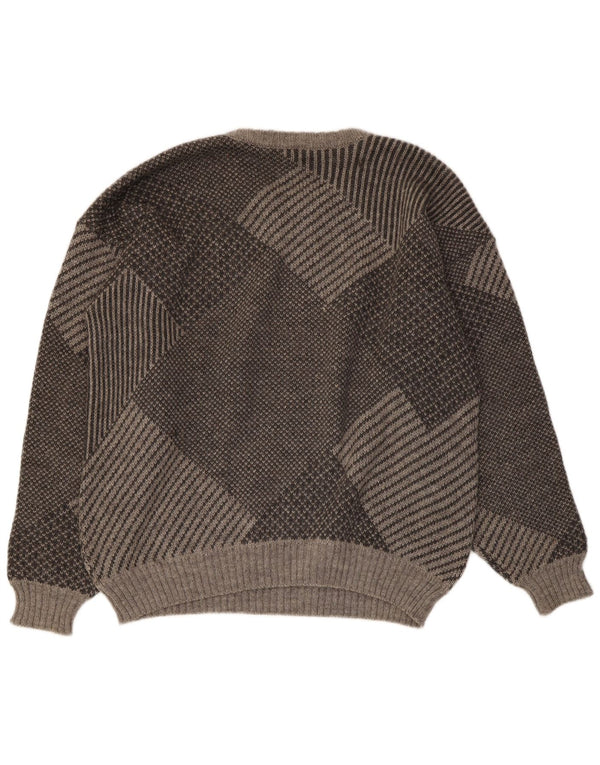 Pulover VINTAGE pentru bărbați cu gât roșu IT 56 2XL Gri Geometric