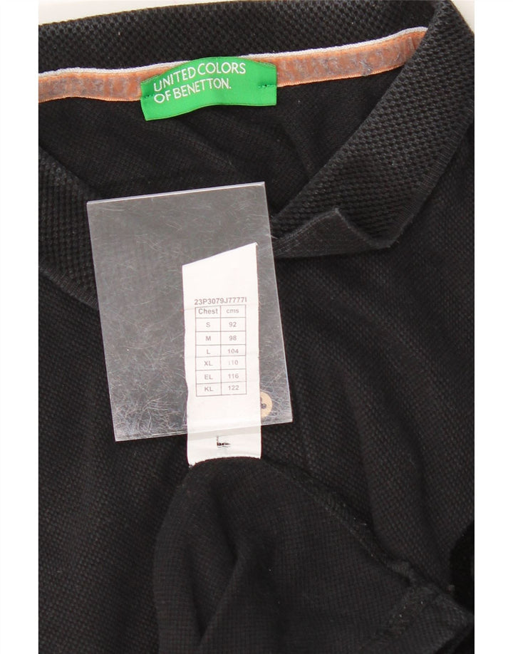 BENETTON Mens Polo Shirt Medium Black Cotton Vintage Benetton and Second-Hand Benetton from Messina Hembry 