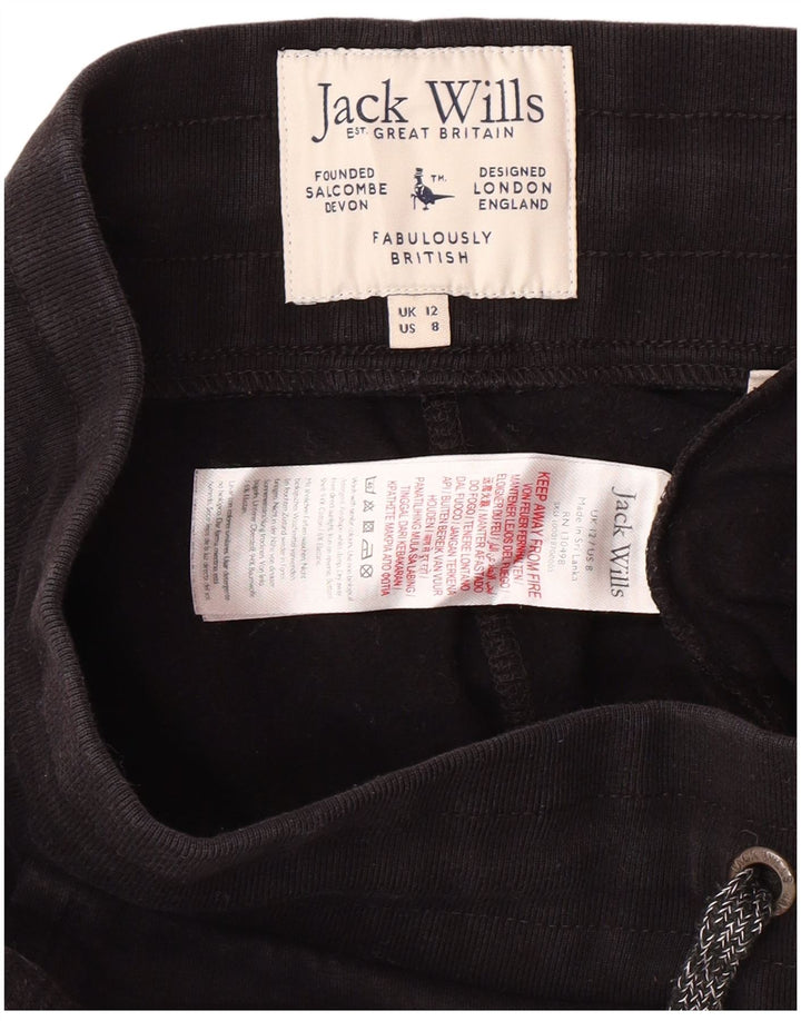 JACK WILLS Pantaloni de trening grafic pentru femei Pantaloni de jogging UK 12 Medium Black