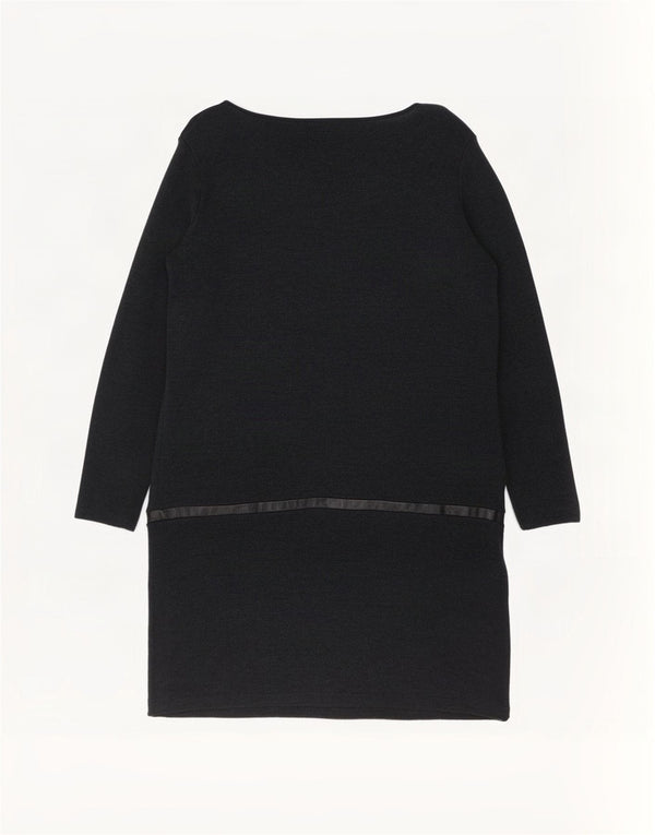 Rochie Cos cu maneci lungi pentru femei UK 14 Lână merinos neagră medie