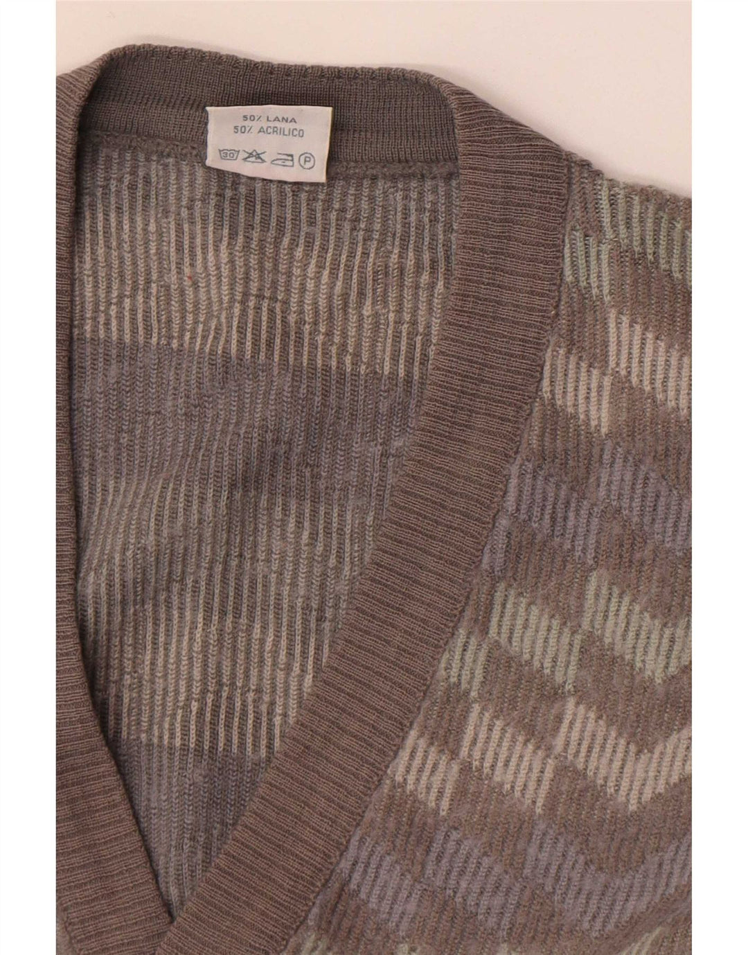 Pulover Cardigan Bernardini pentru bărbați, lână cu dungi gri mediu