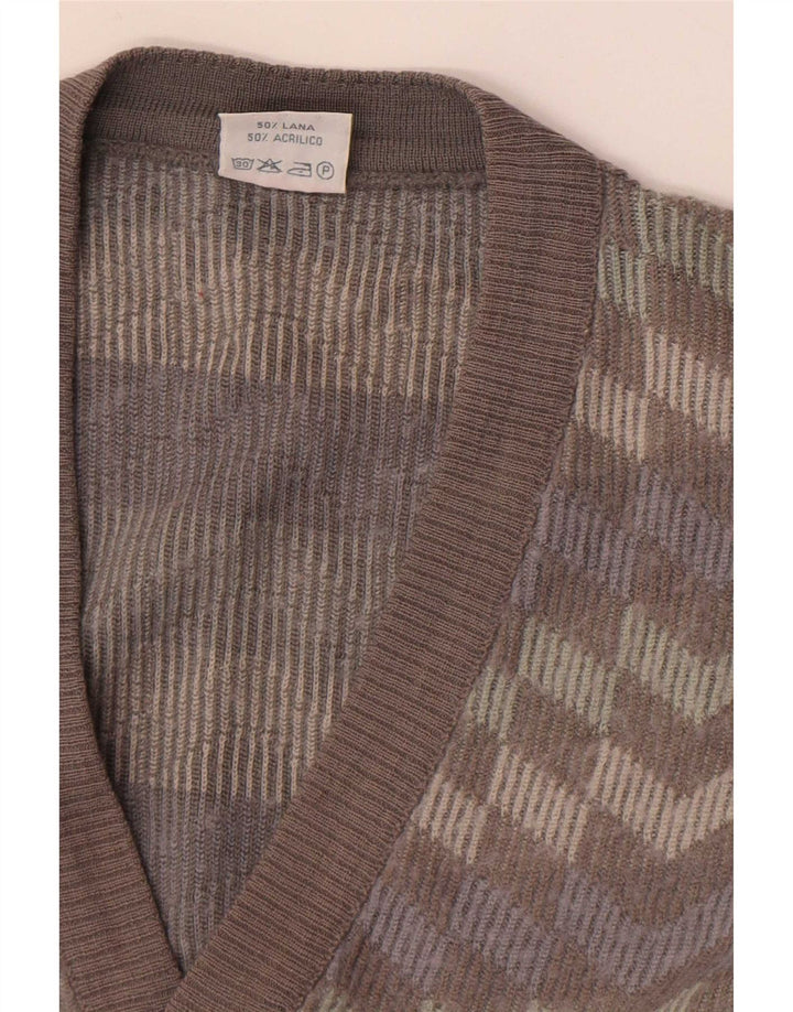 Pulover Cardigan Bernardini pentru bărbați, lână cu dungi gri mediu