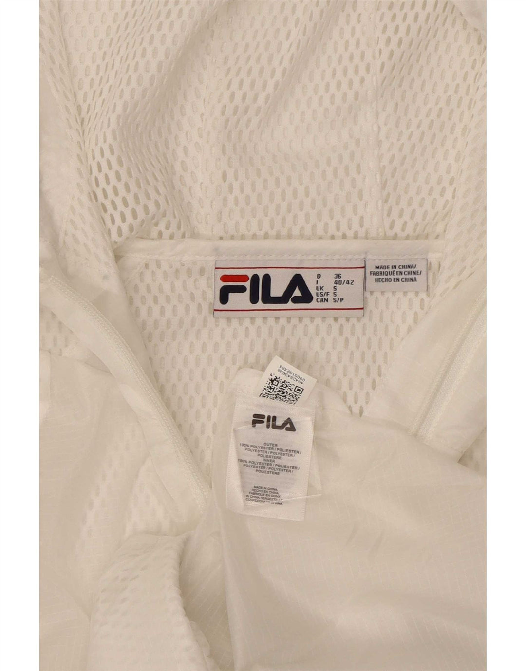 Jachetă de top cu glugă cu glugă Fila pentru femei UK 10 Poliester alb mic