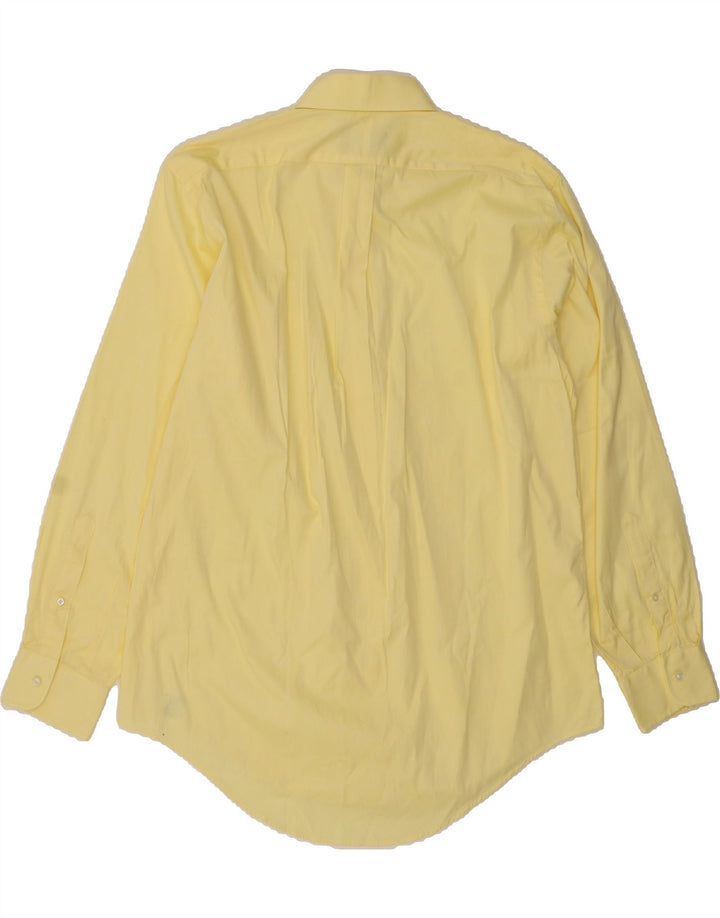 LANDS END Mens Regular Fit Shirt Size 16 Large Yellow Cotton Vintage Lands End and Second-Hand Lands End from Messina Hembry 