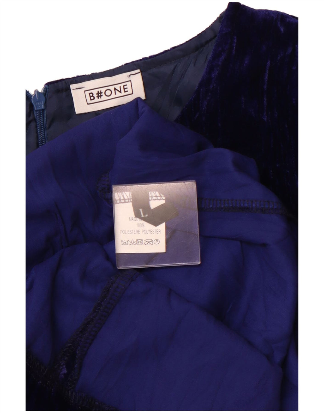 B.ONE Rochie cu mâneci lungi din velur pentru femei UK 14 Poliester albastru mare