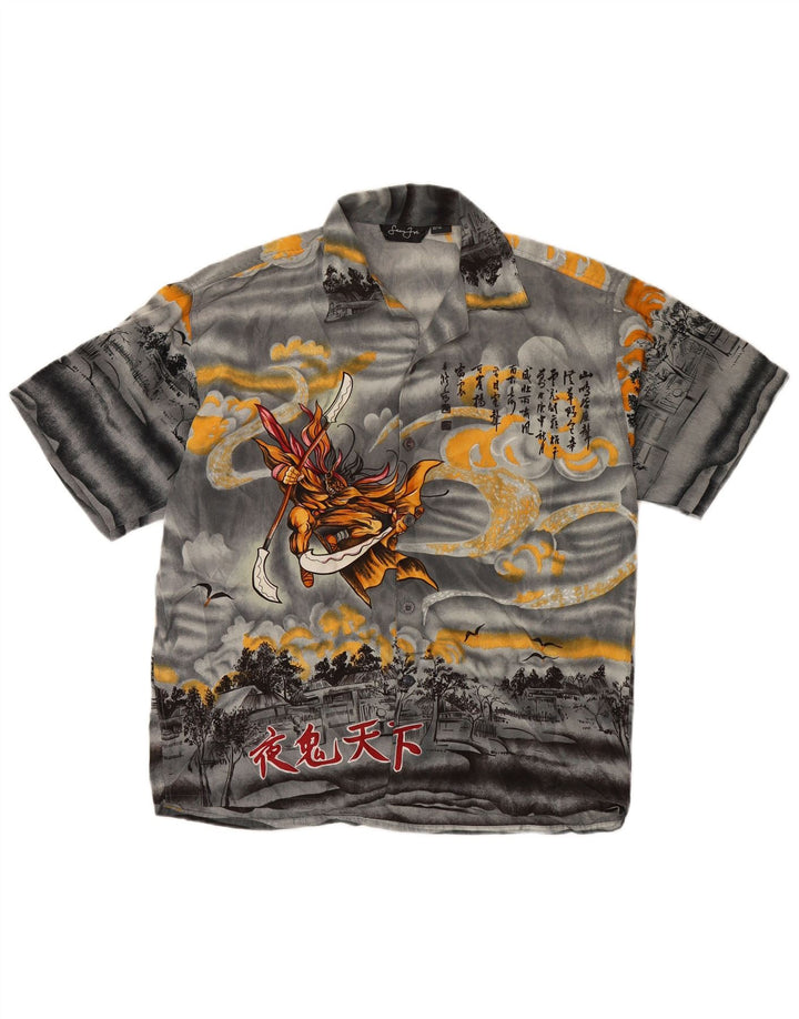 Cămașă cu mânecă scurtă pentru bărbați VINTAGE, gri mediu, mătase