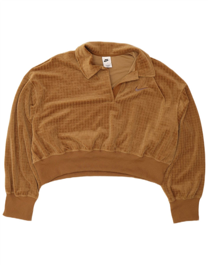 Pulover Nike din velur supradimensionat pentru femei UK 16 Poliester maro mare