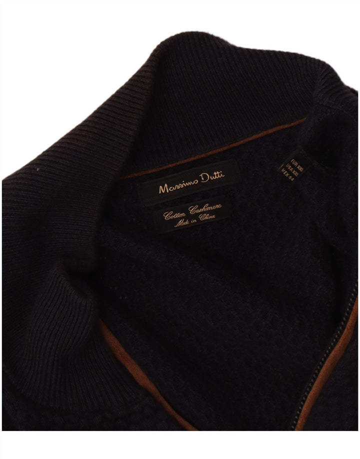 Pulover cardigan Massimo Dutti pentru bărbați, bumbac bleumarin 2XL